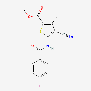 molecular formula C15H11FN2O3S B3012298 Methyl 4-cyano-5-(4-fluorobenzamido)-3-methylthiophene-2-carboxylate CAS No. 362609-60-7