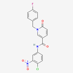 molecular formula C19H13ClFN3O4 B3012302 N-(4-chloro-3-nitrophenyl)-1-[(4-fluorophenyl)methyl]-6-oxopyridine-3-carboxamide CAS No. 941904-89-8