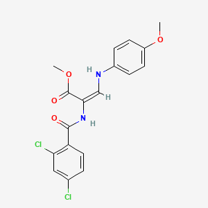 molecular formula C18H16Cl2N2O4 B3012304 Methyl 2-[(2,4-dichlorobenzoyl)amino]-3-(4-methoxyanilino)acrylate CAS No. 1164529-79-6