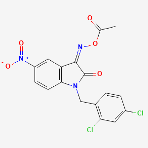 molecular formula C17H11Cl2N3O5 B3012312 [(Z)-[1-[(2,4-dichlorophenyl)methyl]-5-nitro-2-oxoindol-3-ylidene]amino] acetate CAS No. 303998-03-0