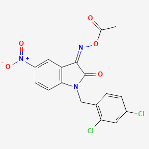 molecular formula C17H11Cl2N3O5 B3012312 [(3Z)-1-[(2,4-dichlorophenyl)methyl]-5-nitro-2-oxo-2,3-dihydro-1H-indol-3-ylidene]amino acetate CAS No. 303998-03-0