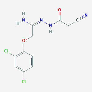 molecular formula C11H10Cl2N4O2 B3012340 N-[(E)-[1-氨基-2-(2,4-二氯苯氧基)乙叉基]氨基]-2-氰基乙酰胺 CAS No. 338395-56-5
