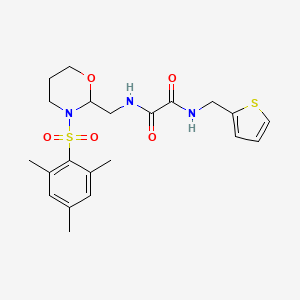 molecular formula C21H27N3O5S2 B3012355 N1-((3-(mesitylsulfonyl)-1,3-oxazinan-2-yl)methyl)-N2-(thiophen-2-ylmethyl)oxalamide CAS No. 872975-93-4