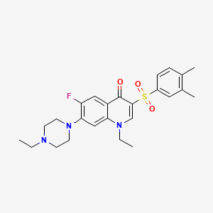molecular formula C25H30FN3O3S B3012356 3-((3,4-二甲苯基)磺酰基)-1-乙基-7-(4-乙基哌嗪-1-基)-6-氟喹啉-4(1H)-酮 CAS No. 892766-48-2