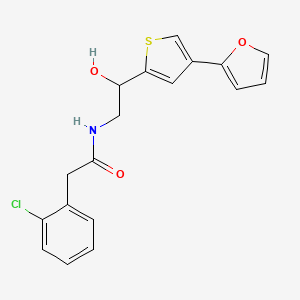molecular formula C18H16ClNO3S B3012363 2-(2-Chlorophenyl)-N-[2-[4-(furan-2-yl)thiophen-2-yl]-2-hydroxyethyl]acetamide CAS No. 2380044-84-6