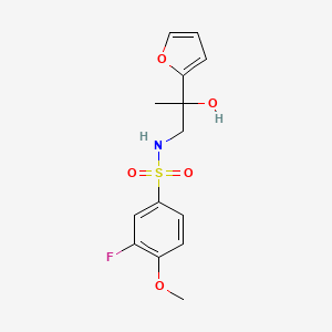 molecular formula C14H16FNO5S B3012377 3-fluoro-N-(2-(furan-2-yl)-2-hydroxypropyl)-4-methoxybenzenesulfonamide CAS No. 1421532-35-5
