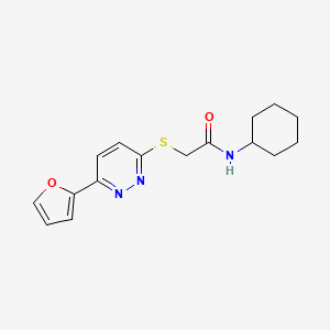 molecular formula C16H19N3O2S B3012383 N-cyclohexyl-2-[6-(furan-2-yl)pyridazin-3-yl]sulfanylacetamide CAS No. 894005-55-1