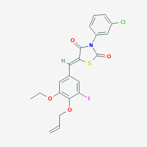 molecular formula C21H17ClINO4S B301239 (5Z)-3-(3-chlorophenyl)-5-[3-ethoxy-5-iodo-4-(prop-2-en-1-yloxy)benzylidene]-1,3-thiazolidine-2,4-dione 