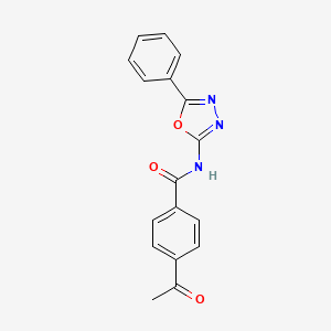 molecular formula C17H13N3O3 B3012396 4-acetyl-N-(5-phenyl-1,3,4-oxadiazol-2-yl)benzamide CAS No. 865287-33-8
