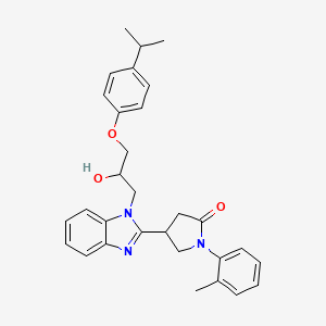 molecular formula C30H33N3O3 B3012399 4-(1-(2-hydroxy-3-(4-isopropylphenoxy)propyl)-1H-benzo[d]imidazol-2-yl)-1-(o-tolyl)pyrrolidin-2-one CAS No. 1112288-89-7