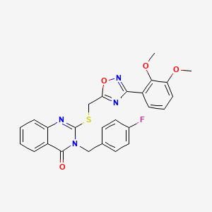 molecular formula C26H21FN4O4S B3012400 2-(((3-(2,3-dimethoxyphenyl)-1,2,4-oxadiazol-5-yl)methyl)thio)-3-(4-fluorobenzyl)quinazolin-4(3H)-one CAS No. 2034477-29-5