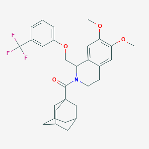 molecular formula C30H34F3NO4 B3012405 1-adamantyl-[6,7-dimethoxy-1-[[3-(trifluoromethyl)phenoxy]methyl]-3,4-dihydro-1H-isoquinolin-2-yl]methanone CAS No. 681154-27-8