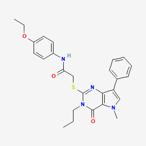 molecular formula C26H28N4O3S B3012407 N-(4-ethoxyphenyl)-2-((5-methyl-4-oxo-7-phenyl-3-propyl-4,5-dihydro-3H-pyrrolo[3,2-d]pyrimidin-2-yl)thio)acetamide CAS No. 1115457-97-0