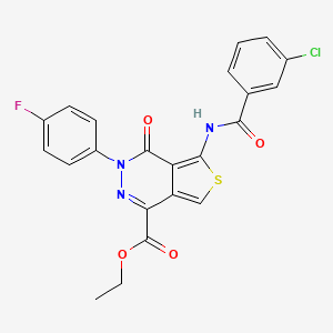 molecular formula C22H15ClFN3O4S B3012413 5-[(3-氯苯甲酰)氨基]-3-(4-氟苯基)-4-氧代噻吩并[3,4-d]哒嗪-1-甲酸乙酯 CAS No. 851949-30-9