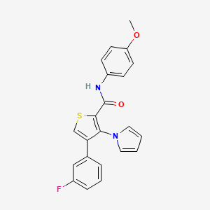 B3012414 4-(3-fluorophenyl)-N-(4-methoxyphenyl)-3-(1H-pyrrol-1-yl)thiophene-2-carboxamide CAS No. 1251583-59-1