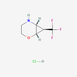 molecular formula C6H9ClF3NO B3012417 (1S,6R,7R)-7-(Trifluoromethyl)-2-oxa-5-azabicyclo[4.1.0]heptane;hydrochloride CAS No. 2375249-21-9
