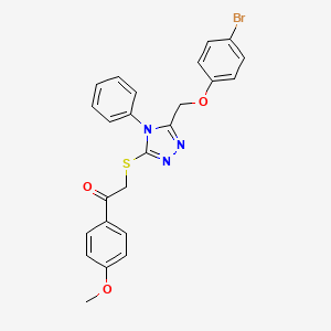 molecular formula C24H20BrN3O3S B3012422 2-[[5-[(4-Bromophenoxy)methyl]-4-phenyl-1,2,4-triazol-3-yl]sulfanyl]-1-(4-methoxyphenyl)ethanone CAS No. 325996-15-4