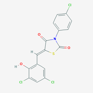 molecular formula C16H8Cl3NO3S B301243 3-(4-Chlorophenyl)-5-(3,5-dichloro-2-hydroxybenzylidene)-1,3-thiazolidine-2,4-dione 