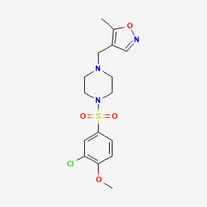 molecular formula C16H20ClN3O4S B3012430 4-((4-((3-Chloro-4-methoxyphenyl)sulfonyl)piperazin-1-yl)methyl)-5-methylisoxazole CAS No. 2034484-42-7