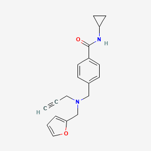 molecular formula C19H20N2O2 B3012433 N-cyclopropyl-4-({[(furan-2-yl)methyl](prop-2-yn-1-yl)amino}methyl)benzamide CAS No. 1252486-78-4