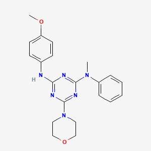molecular formula C21H24N6O2 B3012436 N2-(4-methoxyphenyl)-N4-methyl-6-morpholino-N4-phenyl-1,3,5-triazine-2,4-diamine CAS No. 946363-46-8