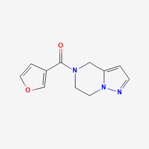 molecular formula C11H11N3O2 B3012437 (6,7-dihydropyrazolo[1,5-a]pyrazin-5(4H)-yl)(furan-3-yl)methanone CAS No. 2034592-56-6