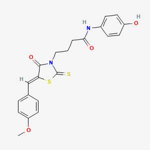 molecular formula C21H20N2O4S2 B3012446 N-(4-hydroxyphenyl)-4-[(5Z)-5-[(4-methoxyphenyl)methylidene]-4-oxo-2-sulfanylidene-1,3-thiazolidin-3-yl]butanamide CAS No. 303792-75-8