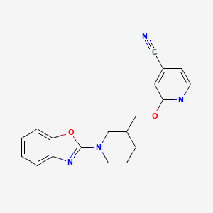molecular formula C19H18N4O2 B3012449 2-[[1-(1,3-Benzoxazol-2-yl)piperidin-3-yl]methoxy]pyridine-4-carbonitrile CAS No. 2380079-18-3