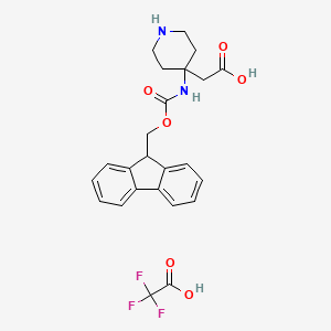 molecular formula C24H25F3N2O6 B3012453 2-[4-({[(9H-fluoren-9-yl)methoxy]carbonyl}amino)piperidin-4-yl]acetic acid, trifluoroacetic acid CAS No. 2138127-97-4
