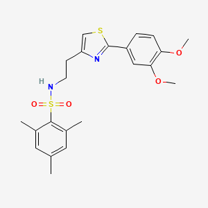 molecular formula C22H26N2O4S2 B3012455 N-(2-(2-(3,4-二甲氧基苯基)噻唑-4-基)乙基)-2,4,6-三甲基苯磺酰胺 CAS No. 863512-33-8