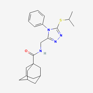 molecular formula C23H30N4OS B3012456 N-[(4-苯基-5-丙-2-基硫代-1,2,4-三唑-3-基)甲基]金刚烷-1-甲酰胺 CAS No. 476452-22-9