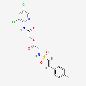 molecular formula C18H17Cl2N3O5S B3012461 [2-[(3,5-dichloropyridin-2-yl)amino]-2-oxoethyl] 2-[[(E)-2-(4-methylphenyl)ethenyl]sulfonylamino]acetate CAS No. 1111506-91-2