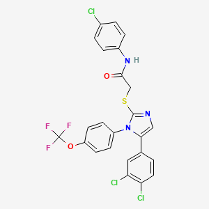 molecular formula C24H15Cl3F3N3O2S B3012465 N-(4-chlorophenyl)-2-((5-(3,4-dichlorophenyl)-1-(4-(trifluoromethoxy)phenyl)-1H-imidazol-2-yl)thio)acetamide CAS No. 1226453-72-0