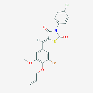 molecular formula C20H15BrClNO4S B301247 5-[4-(Allyloxy)-3-bromo-5-methoxybenzylidene]-3-(4-chlorophenyl)-1,3-thiazolidine-2,4-dione 