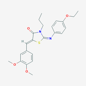 molecular formula C23H26N2O4S B301250 5-(3,4-Dimethoxybenzylidene)-2-[(4-ethoxyphenyl)imino]-3-propyl-1,3-thiazolidin-4-one 
