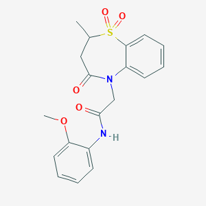 molecular formula C19H20N2O5S B3012500 N-(2-methoxyphenyl)-2-(2-methyl-1,1-dioxido-4-oxo-3,4-dihydrobenzo[b][1,4]thiazepin-5(2H)-yl)acetamide CAS No. 863452-16-8