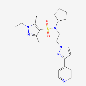 N-cyclopentyl-1-ethyl-3,5-dimethyl-N-(2-(3-(pyridin-4-yl)-1H-pyrazol-1-yl)ethyl)-1H-pyrazole-4-sulfonamide