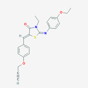 molecular formula C23H22N2O3S B301252 2-[(4-Ethoxyphenyl)imino]-3-ethyl-5-[4-(2-propynyloxy)benzylidene]-1,3-thiazolidin-4-one 