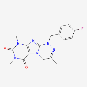 molecular formula C17H17FN6O2 B3012521 1-[(4-fluorophenyl)methyl]-3,7,9-trimethyl-5,7,9-trihydro-4H-1,2,4-triazino[4, 3-h]purine-6,8-dione CAS No. 898440-36-3