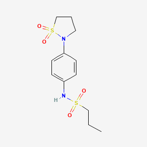 molecular formula C12H18N2O4S2 B3012525 N-(4-(1,1-dioxidoisothiazolidin-2-yl)phenyl)propane-1-sulfonamide CAS No. 941931-71-1