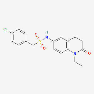 molecular formula C18H19ClN2O3S B3012528 (4-chlorophenyl)-N-(1-ethyl-2-oxo-1,2,3,4-tetrahydro-6-quinolinyl)methanesulfonamide CAS No. 922004-73-7