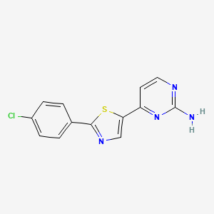 molecular formula C13H9ClN4S B3012537 4-[2-(4-Chlorophenyl)-1,3-thiazol-5-yl]pyrimidin-2-amine CAS No. 339279-50-4