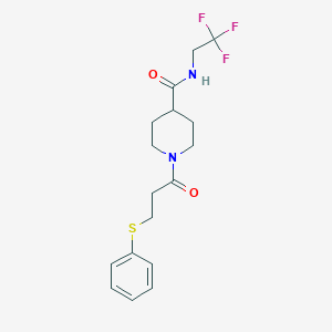 molecular formula C17H21F3N2O2S B3012549 1-(3-(phenylthio)propanoyl)-N-(2,2,2-trifluoroethyl)piperidine-4-carboxamide CAS No. 1226439-44-6