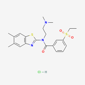 molecular formula C22H28ClN3O3S2 B3012556 N-(2-(dimethylamino)ethyl)-N-(5,6-dimethylbenzo[d]thiazol-2-yl)-3-(ethylsulfonyl)benzamide hydrochloride CAS No. 1331131-75-9