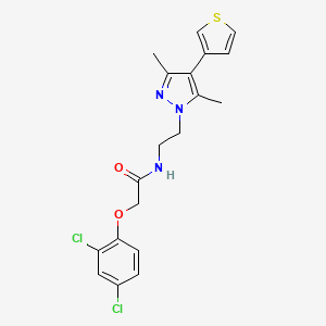 molecular formula C19H19Cl2N3O2S B3012563 2-(2,4-dichlorophenoxy)-N-(2-(3,5-dimethyl-4-(thiophen-3-yl)-1H-pyrazol-1-yl)ethyl)acetamide CAS No. 2034358-30-8