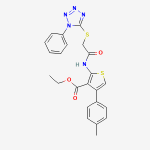 Ethyl 4-(4-methylphenyl)-2-[[2-(1-phenyltetrazol-5-yl)sulfanylacetyl]amino]thiophene-3-carboxylate