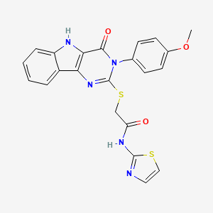 2-((3-(4-methoxyphenyl)-4-oxo-4,5-dihydro-3H-pyrimido[5,4-b]indol-2-yl)thio)-N-(thiazol-2-yl)acetamide