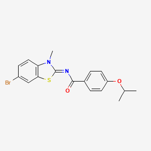 molecular formula C18H17BrN2O2S B3012580 (E)-N-(6-bromo-3-methylbenzo[d]thiazol-2(3H)-ylidene)-4-isopropoxybenzamide CAS No. 684232-44-8