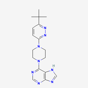 molecular formula C17H22N8 B3012592 6-[4-(6-Tert-butylpyridazin-3-yl)piperazin-1-yl]-7H-purine CAS No. 2380171-70-8