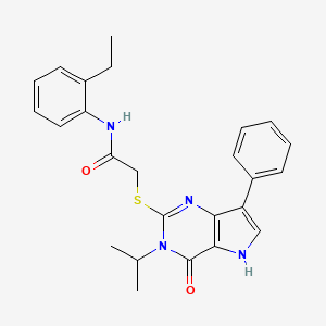 molecular formula C25H26N4O2S B3012593 N-(2-乙基苯基)-2-((3-异丙基-4-氧代-7-苯基-4,5-二氢-3H-吡咯并[3,2-d]嘧啶-2-基)硫代)乙酰胺 CAS No. 2034573-73-2
